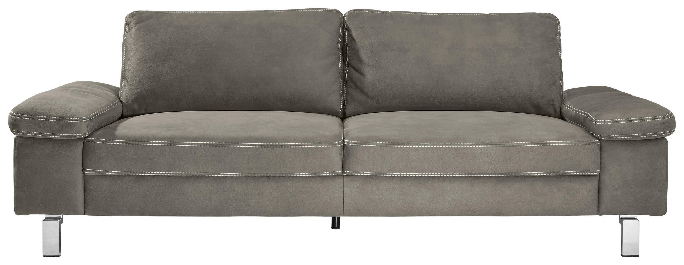 3-SITZER-SOFA in Mikrofaser Taupe  - Taupe/Chromfarben, Design, Textil/Metall (234/86/97cm) - Hom`in