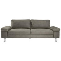 3-SITZER-SOFA in Mikrofaser Taupe  - Taupe/Chromfarben, Design, Textil/Metall (234/86/97cm) - Hom`in