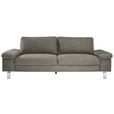 3-SITZER-SOFA in Mikrofaser Taupe  - Taupe/Chromfarben, Design, Textil/Metall (234/86/97cm) - Hom`in