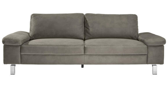 3-SITZER-SOFA in Mikrofaser Taupe  - Taupe/Chromfarben, Design, Textil/Metall (234/86/97cm) - Hom`in