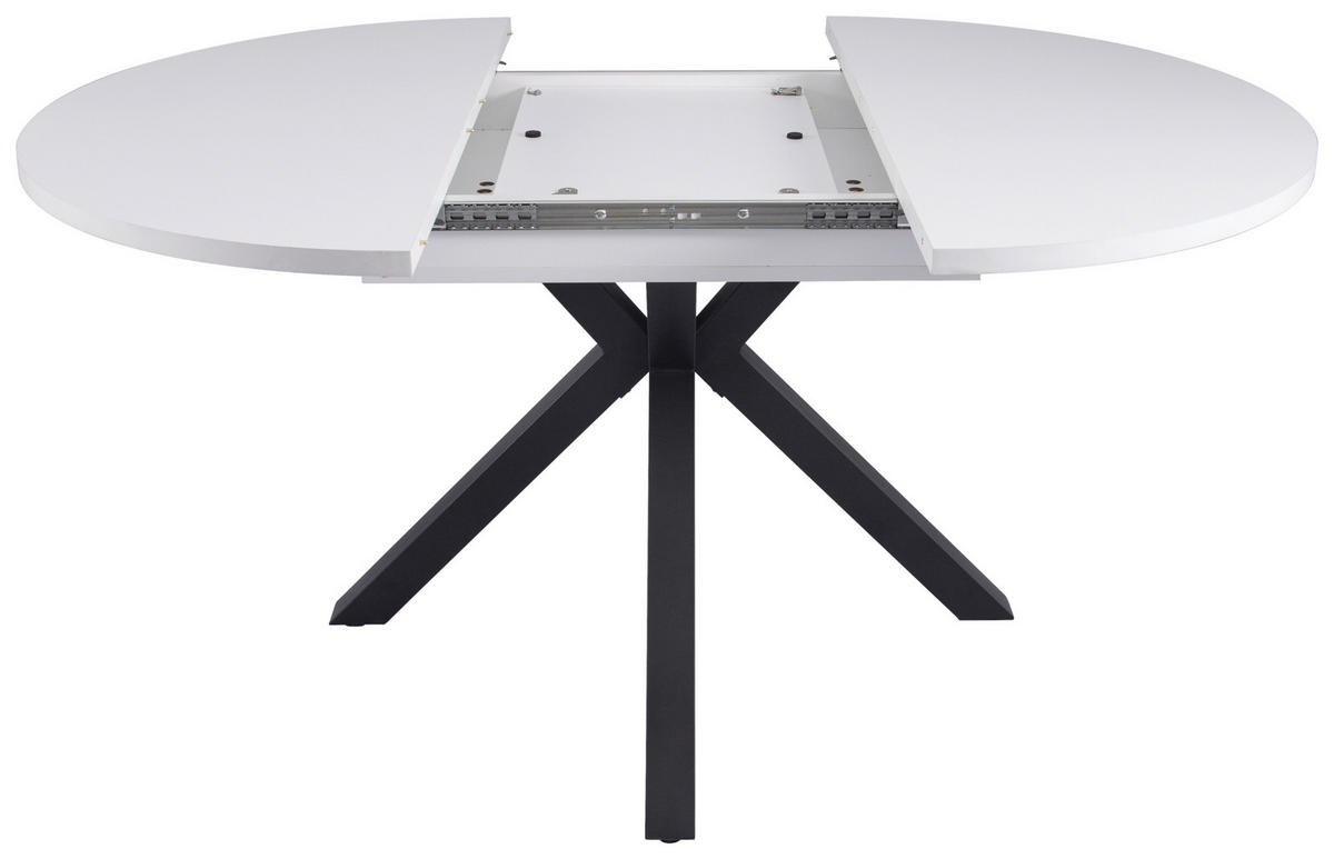 ESSTISCH 110/150/110/76 cm Nachbildung  Metall, Holzwerkstoff ausziehbar oval Schwarz, Weiß  - Schwarz/Weiß, MODERN, Holzwerkstoff/Metall (110/150/110/76cm) - Livetastic