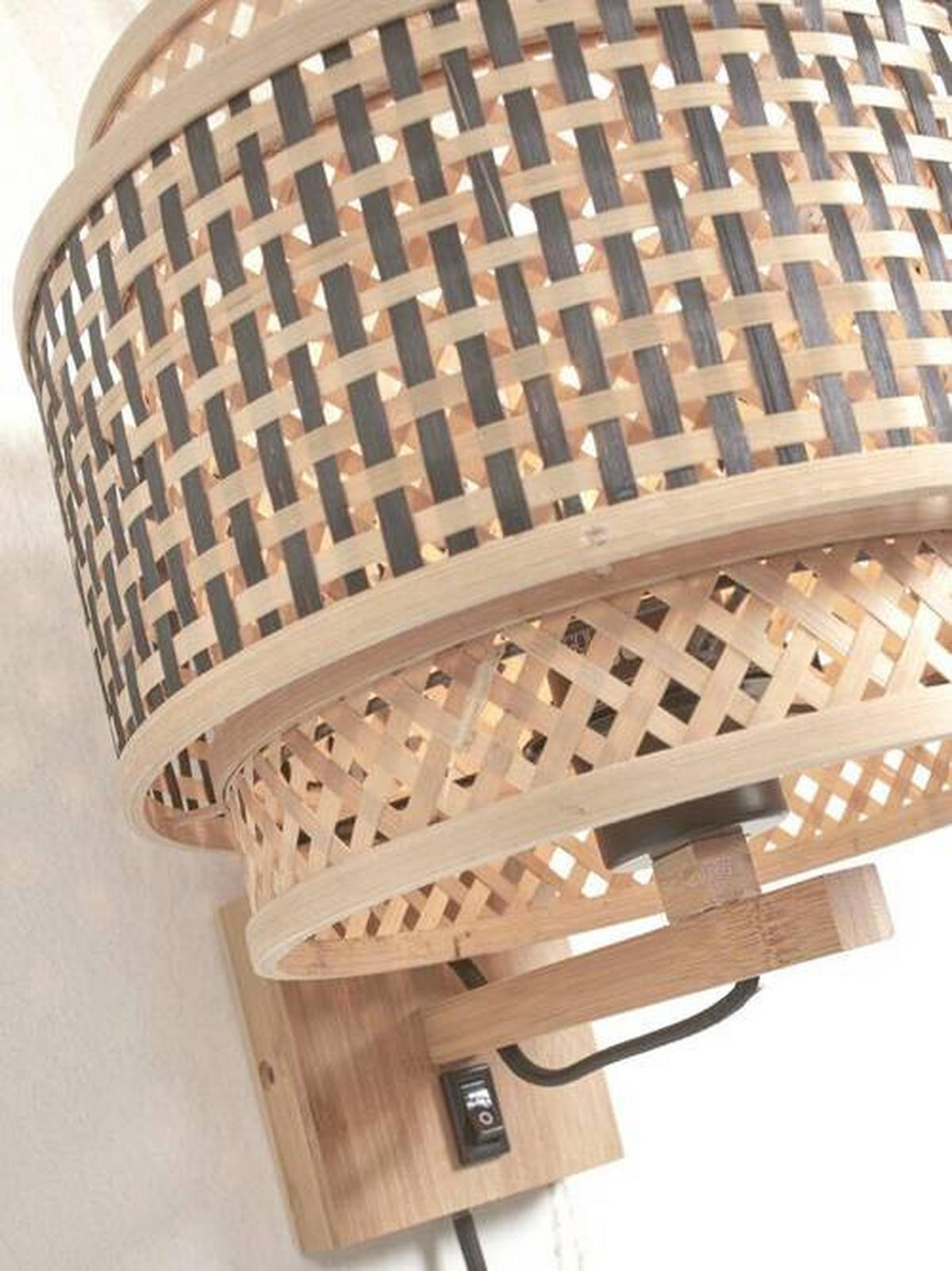 VÄGGLAMPA GOOD&MOJO  25/29/25 cm   - svart/naturfärgad, Trend, trä (25/29/25cm) - Good & Mojo
