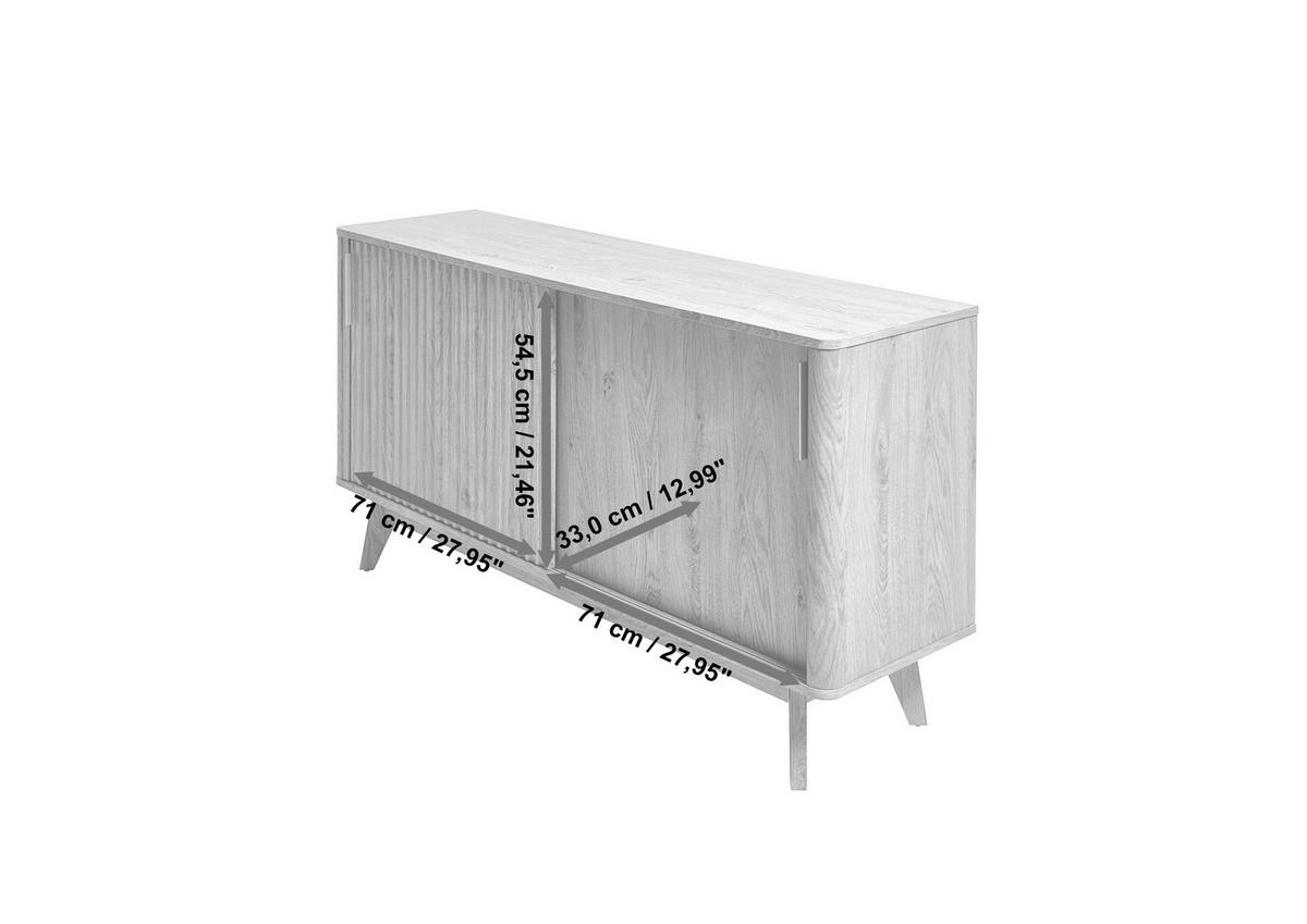 SIDEBOARD 148/76/39,8 cm  in Eichefarben  - Eichefarben/Alufarben, Modern, Holzwerkstoff/Metall (148/76/39,8cm) - MID.YOU