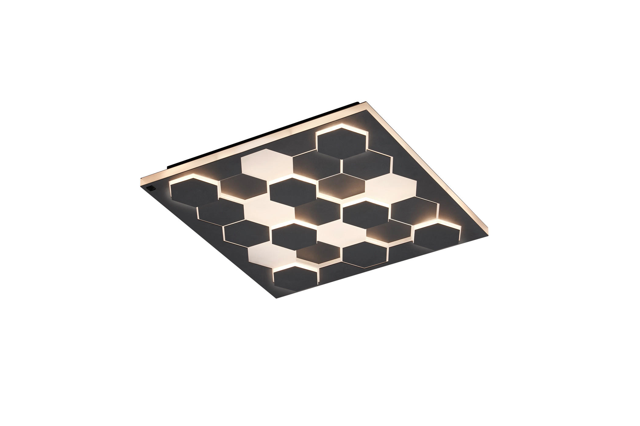 STROPNÍ LED SVÍTIDLO, 55/55/7,5 cm - černá, Design, kov (55/55/7,5cm) - Cinque