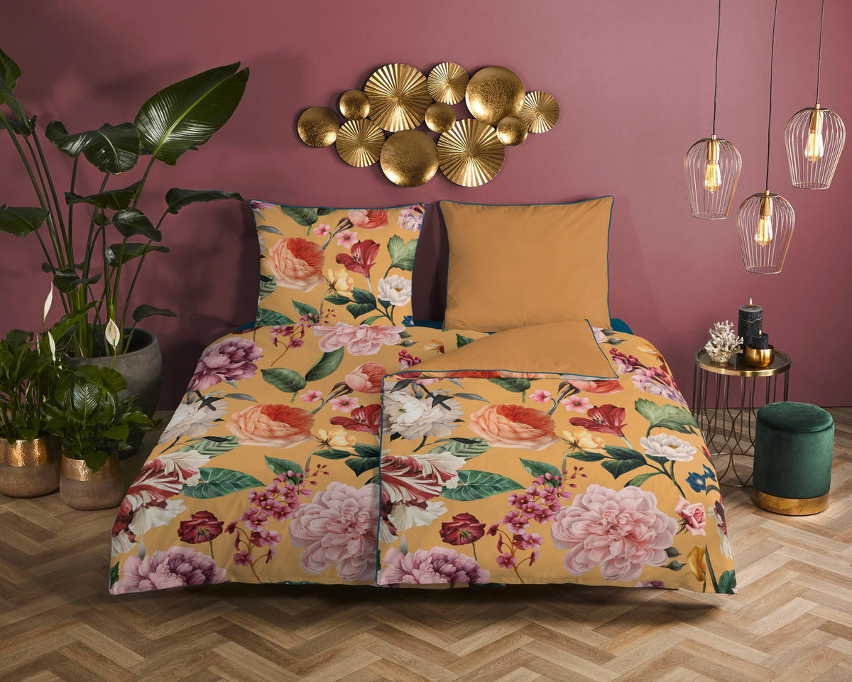WENDEBETTWÄSCHE sonstige Webstoff  - Gelb, Basics, Textil (140/200cm)
