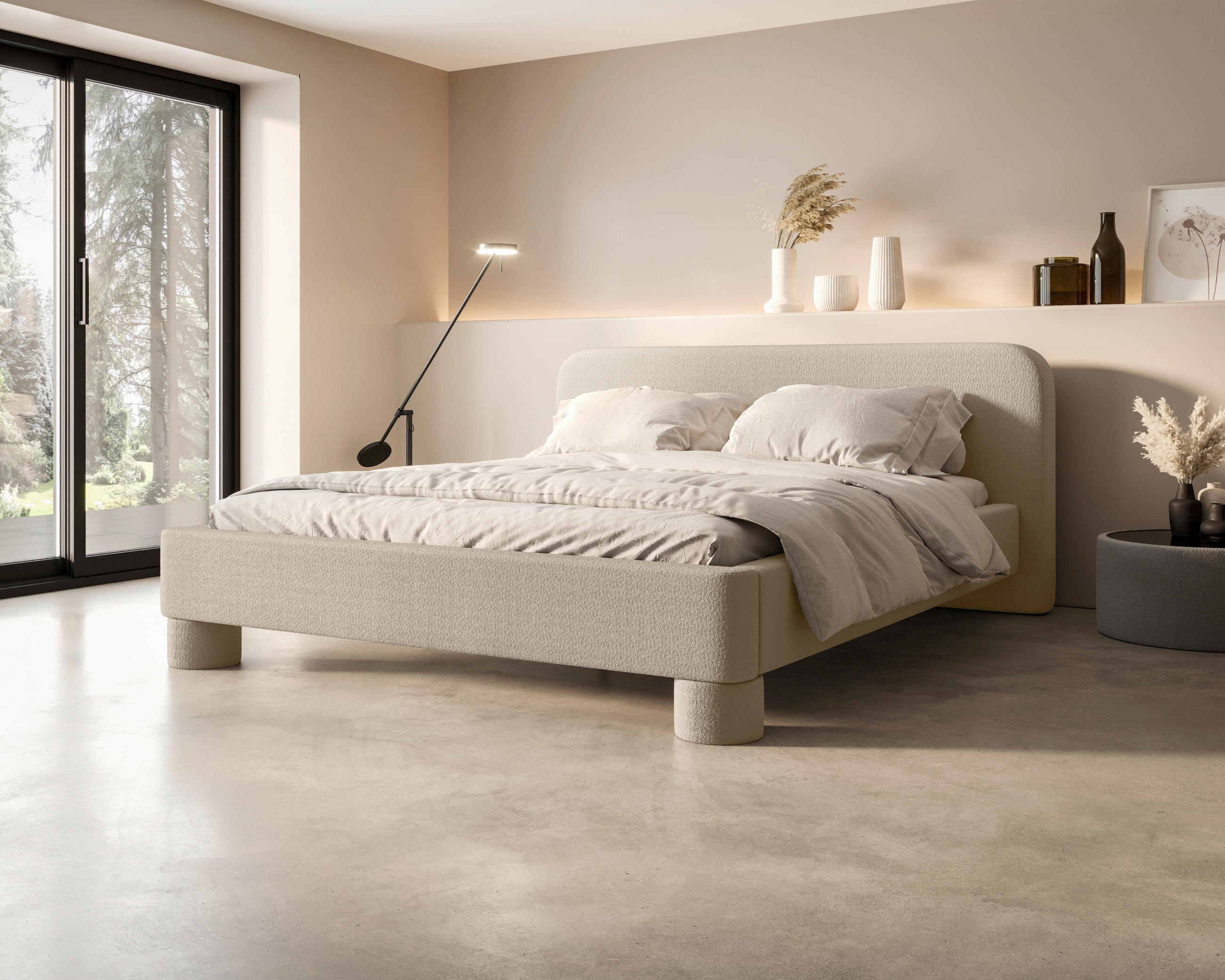 POLSTERBETT 160/200 cm,  in Creme, Lattenrost, Bettkasten,  - Creme/Schwarz, MODERN, Textil/Metall (160/200cm) - MID.YOU