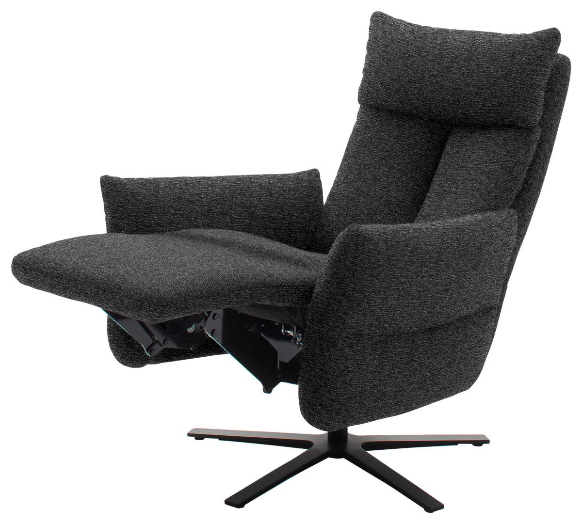 FERNSEHSESSEL in Chenille Anthrazit  - Anthrazit/Schwarz, Design, Textil/Metall (74/115/85cm) - Schöner Wohnen