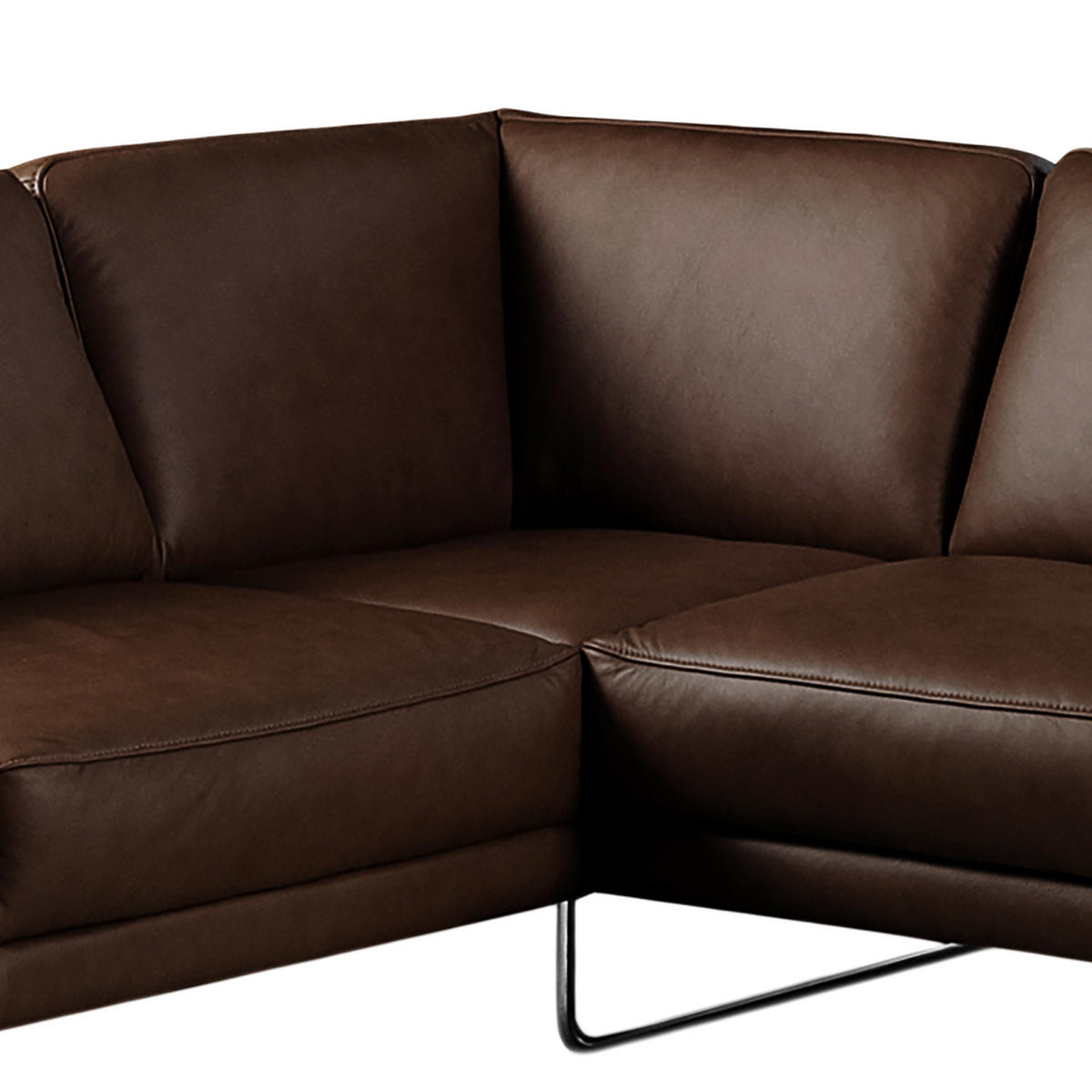 ECKSOFA SPRING Dunkelbraun Echtleder  - Chromfarben/Dunkelbraun, Design, Leder/Metall (250/273cm) - Livetastic
