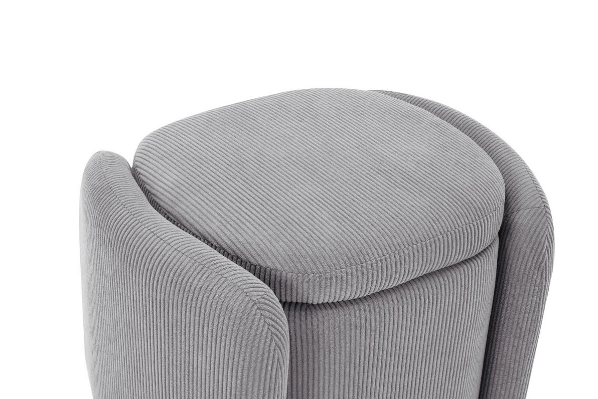 HOCKER in Textil Hellgrau  - Hellgrau/Schwarz, Design, Kunststoff/Textil (57/47/42cm) - P & B