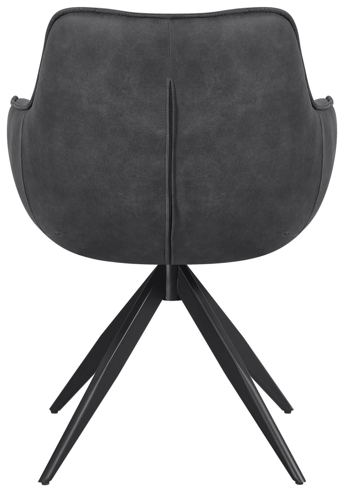 ARMLEHNSTUHL  in Eisen Mikrofaser  - Dunkelgrau/Schwarz, Design, Textil/Metall (64/86/63cm) - Carryhome