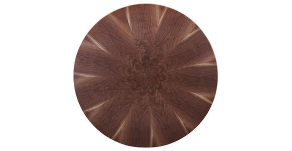 ESSTISCH 120/120/75 cm teilmassiv  Metall, Holz rund Walnussfarben  - Schwarz Hochglanz/Walnussfarben, Design, Holz/Metall (120/120/75cm) - Novel