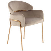 ŽIDLE S PODRUČKAMI, samet, šedohnědá - barva růžového zlata/šedohnědá, Moderní, kov/textil (58/79/57cm) - MID.YOU