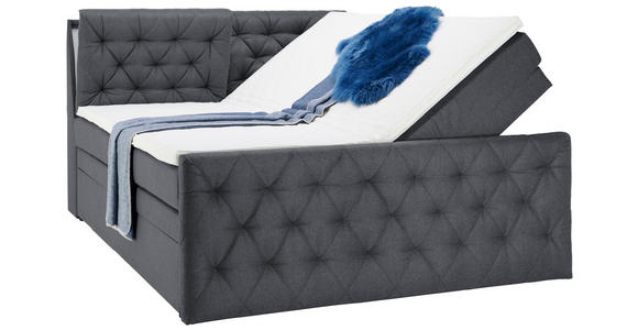 BOXSPRINGBETT 180/200 cm in Dunkelgrau - Dunkelgrau/Schwarz, KONVENTIONELL, Kunststoff/Textil (180/200cm) - Carryhome
