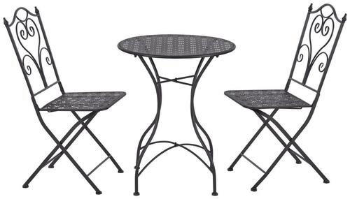 SET DE MOBILIER PENTRU BALCON 3 piese  - gri închis, Romantik / Landhaus, metal (60/42/73/90/60/53cm) - Ambia Garden
