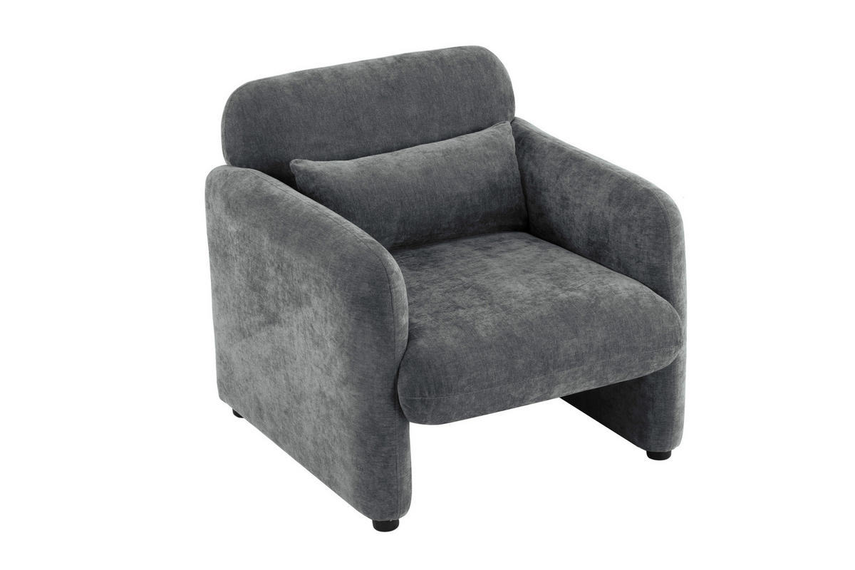 SESSEL in Samt Grau  - Schwarz/Grau, Design, Kunststoff/Textil (83/83/76cm) - MID.YOU