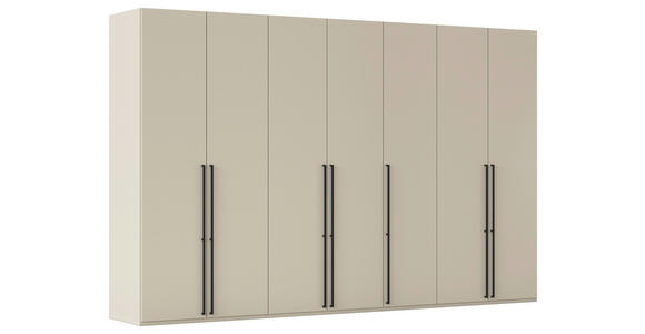 DREHTÜRENSCHRANK 350/235/61 cm,  in Champagner, 7-türig  - Champagner/Schwarz, Basics, Holzwerkstoff/Metall (350/235/61cm) - Novel