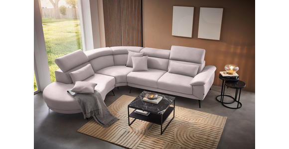 ECKSOFA Hellrosa Velours - Hellrosa/Schwarz, Design, Textil/Metall (264/299cm) - Novel