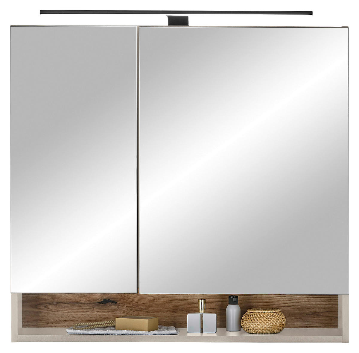 SPIEGELSCHRANK 80/75/22 cm  - Kaschmir, KONVENTIONELL, Glas/Holzwerkstoff (80/75/22cm) - home24
