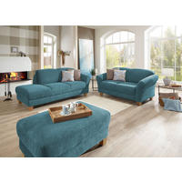 HOCKER in Textil Petrol  - Petrol/Naturfarben, Konventionell, Holz/Textil (101/45/66cm) - Sit & More