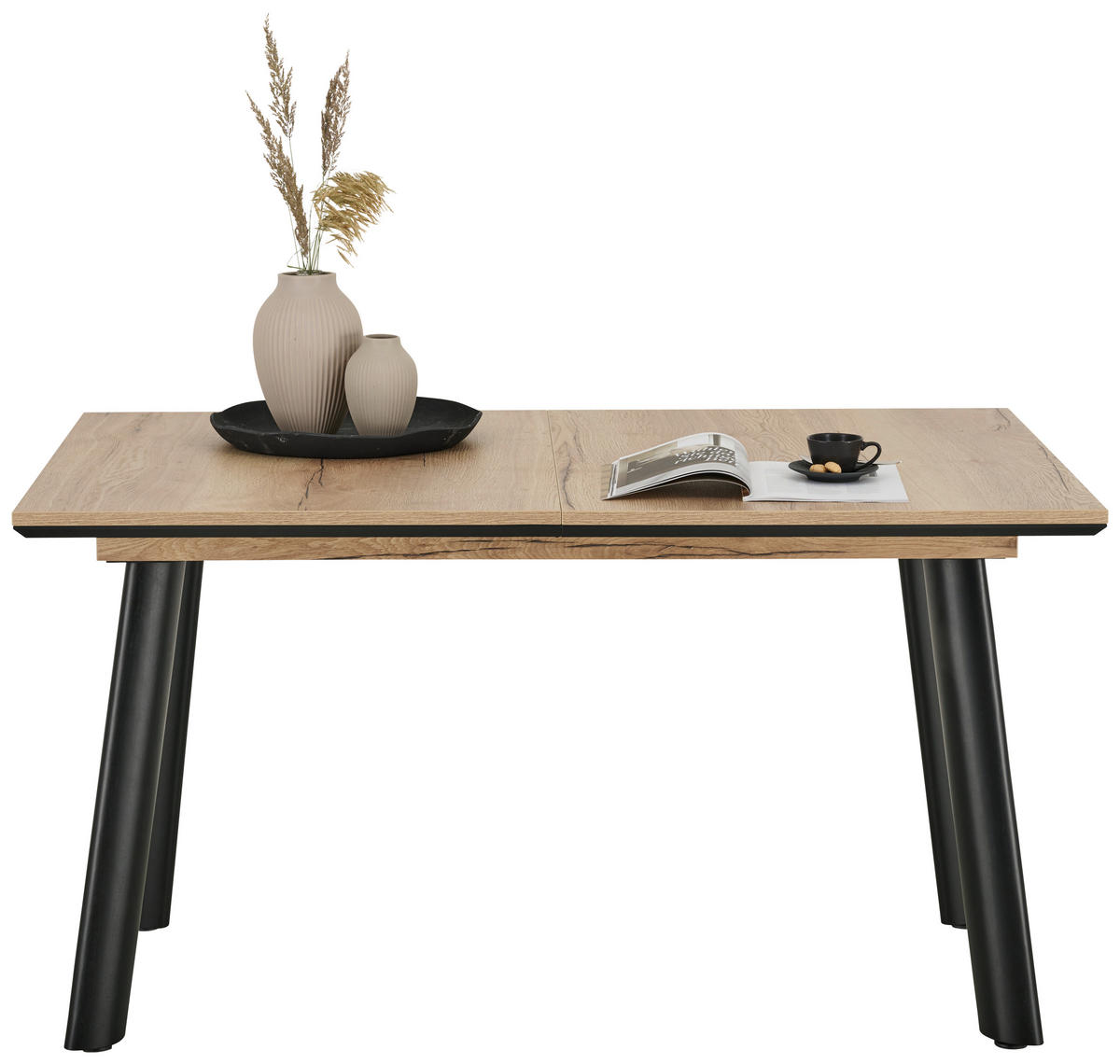 ESSTISCH 140-220/90/76 cm Nachbildung  Holzwerkstoff ausziehbar, in verschiedenen Größen erhältlich rechteckig Schwarz, Eichefarben  - Eichefarben/Schwarz, MODERN, Holz/Holzwerkstoff (140-220/90/76cm) - Valdera