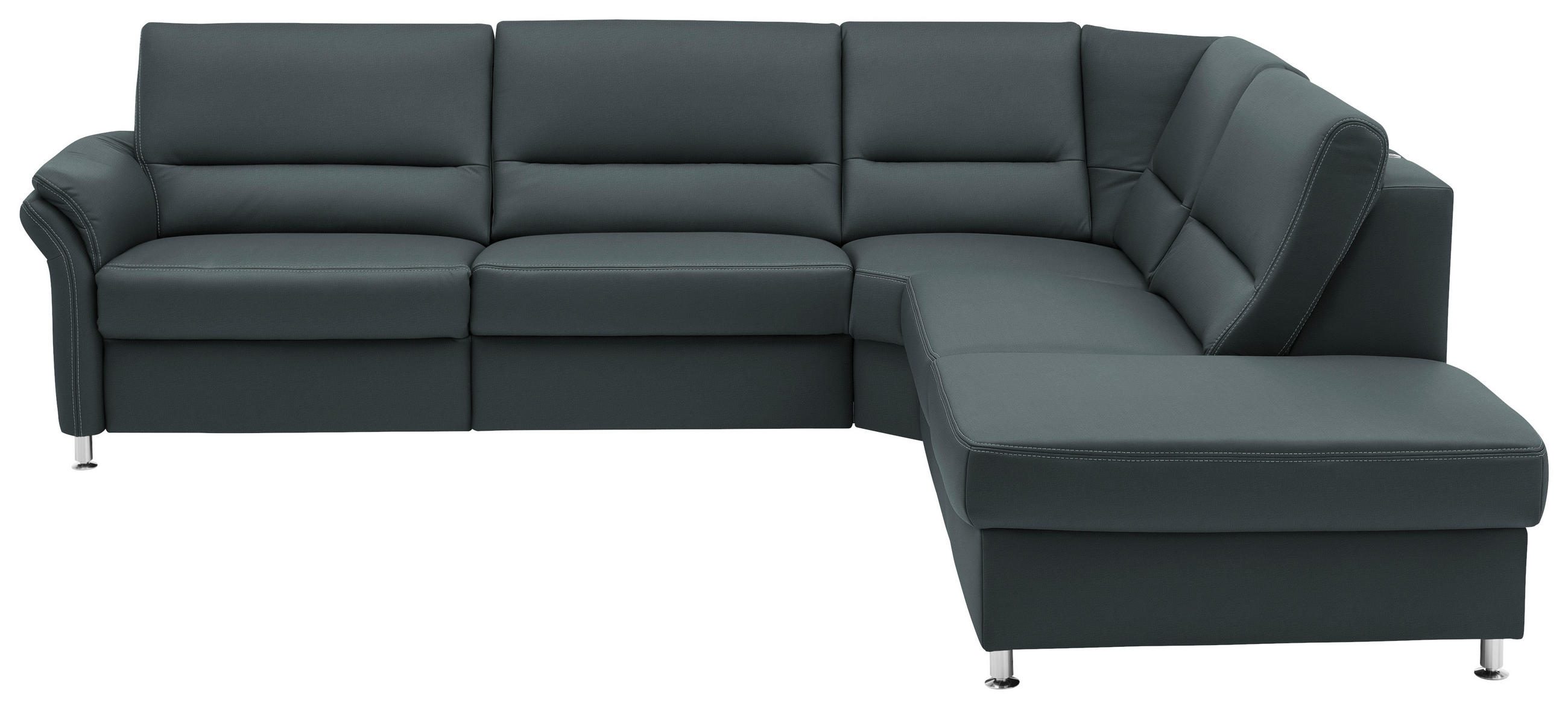 ECKSOFA in Echtleder Blaugrau  - Beige/Blaugrau, Design, Leder/Metall (288/249cm) - Beldomo Premium