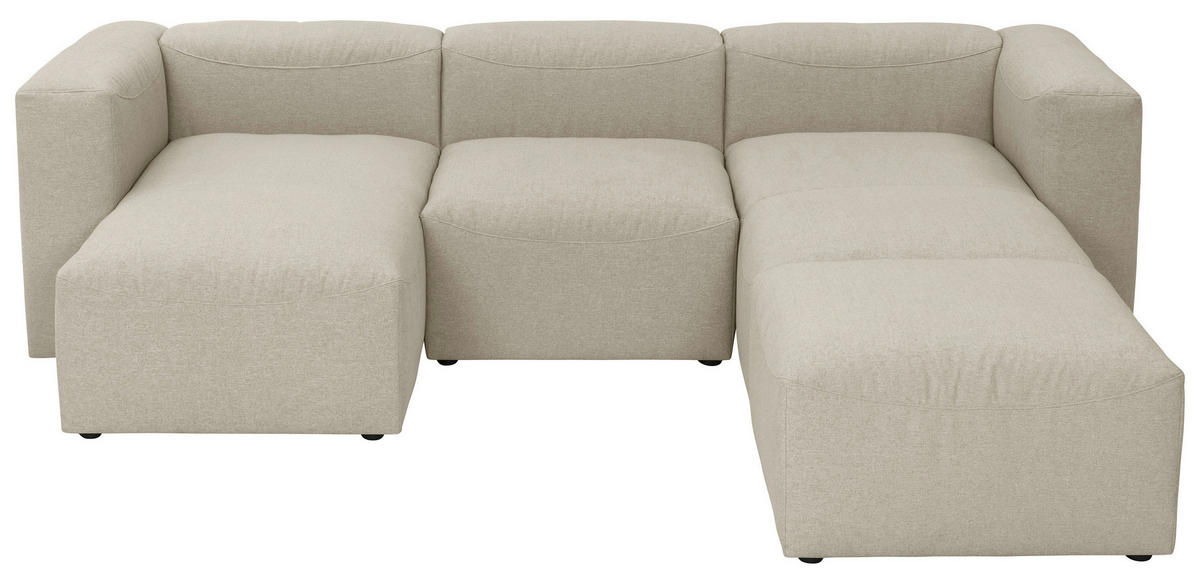 WOHNLANDSCHAFT LENA in Flachgewebe Creme  - Creme, Design, Kunststoff/Textil (160/275/235cm) - Max Winzer