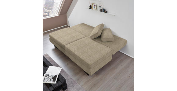 SCHLAFSOFA in Sandfarben  - Sandfarben/Wengefarben, Design, Holz/Textil (203/94/100cm) - Novel