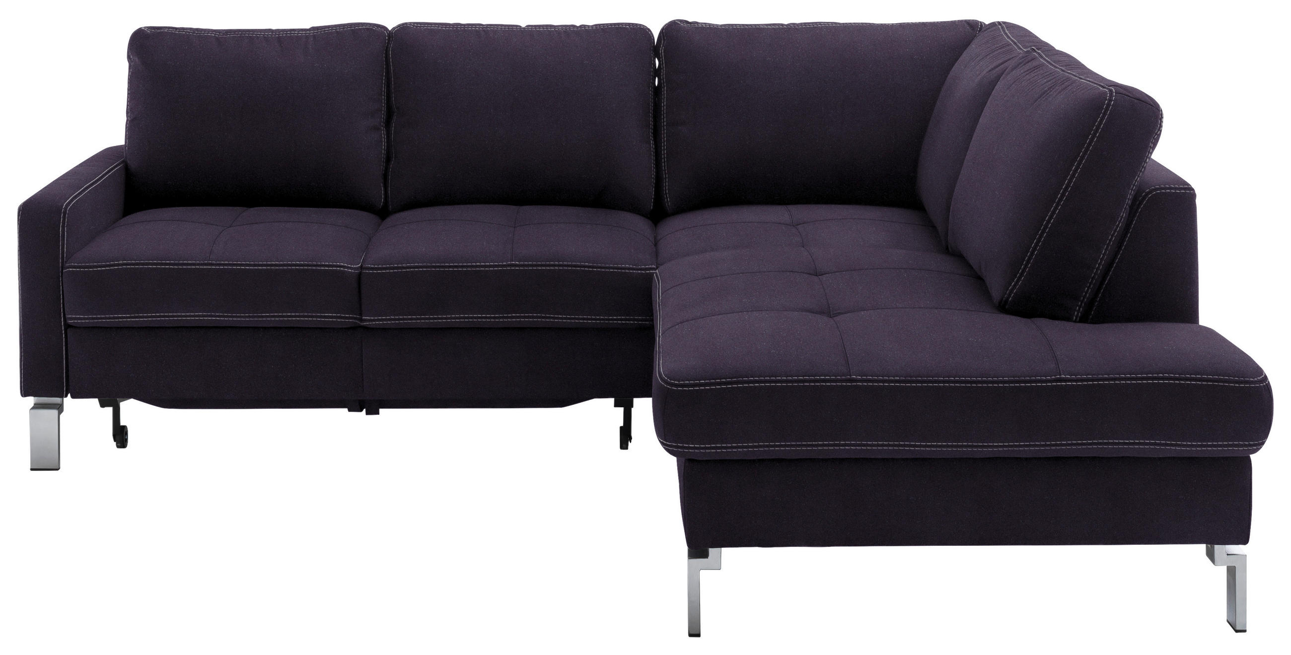 ECKSOFA in Mikrofaser Schwarz  - Chromfarben/Beige, Design, Textil/Metall (229/200cm) - Pure Home Lifestyle