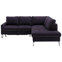 ECKSOFA in Mikrofaser Schwarz  - Chromfarben/Beige, Design, Textil/Metall (229/200cm) - Pure Home Lifestyle