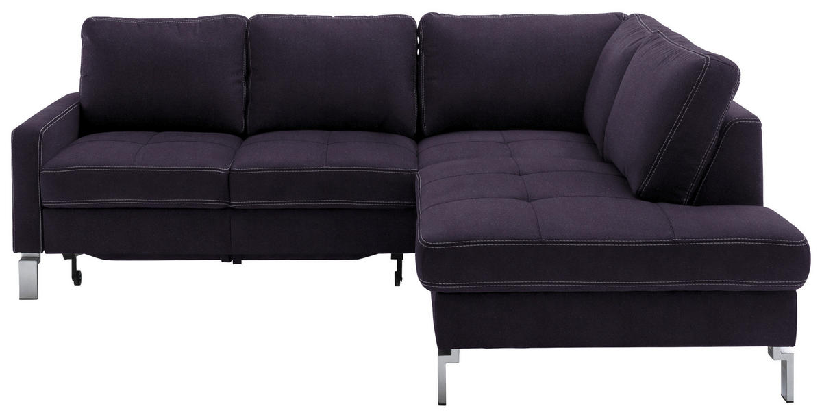 ECKSOFA in Mikrofaser Schwarz  - Chromfarben/Beige, Design, Textil/Metall (229/200cm) - Pure Home Lifestyle