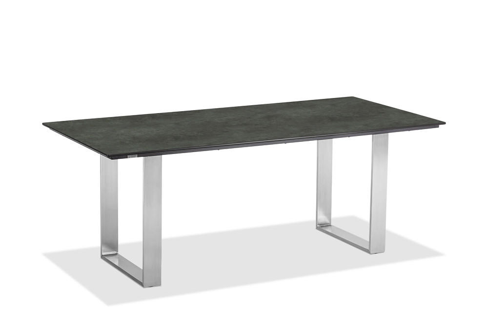 GARTENTISCH Kunststoff Graphitfarben, Edelstahlfarben rechteckig  - Edelstahlfarben/Graphitfarben, Design, Kunststoff/Metall (220/95/76cm)