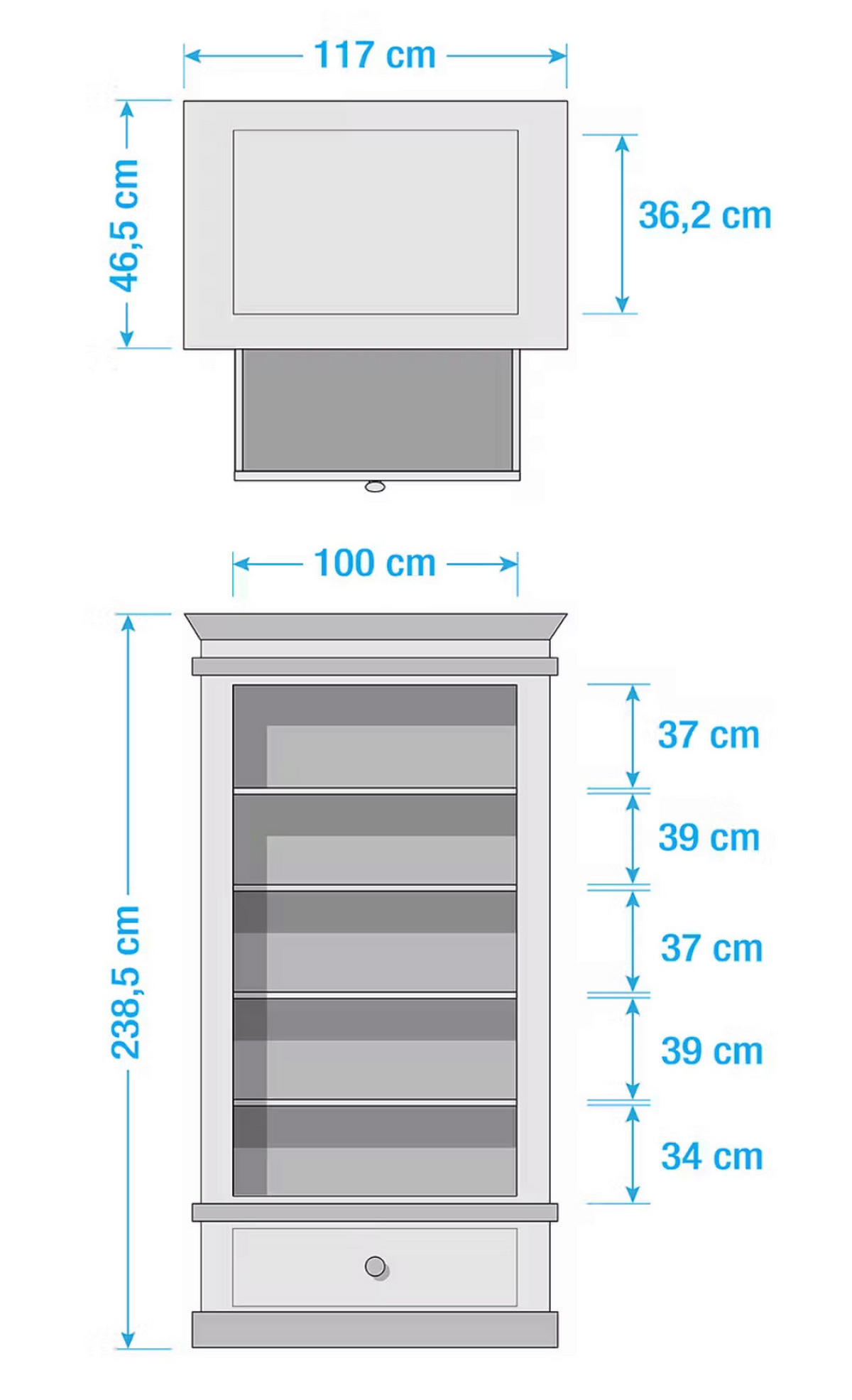 REGAL Pinie massiv Creme, Nussbaumfarben  - Nussbaumfarben/Creme, LIFESTYLE, Holz/Metall (117/238,5/46,5cm) - Livetastic