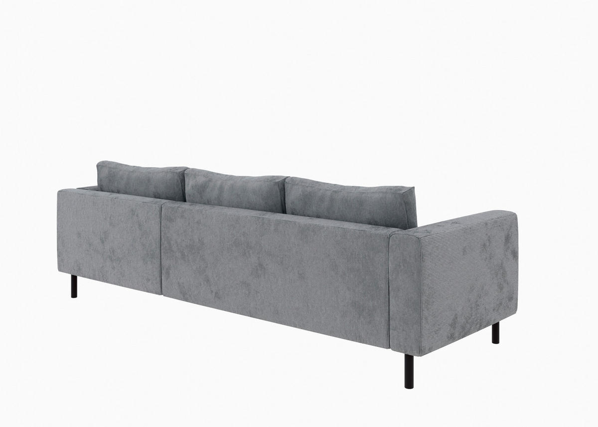 ECKSOFA Dunkelgrau Cord  - Dunkelgrau/Schwarz, MODERN, Textil/Metall (232/161cm) - Trendmanufaktur