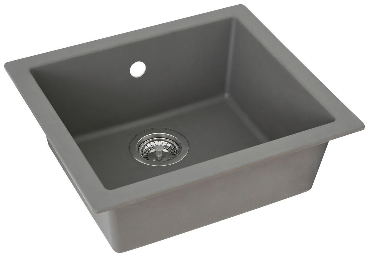 SPÜLE 1712OHIO50X44G  - Grau, Trend, Glas/Kunststoff (50/19/44cm) - Respekta