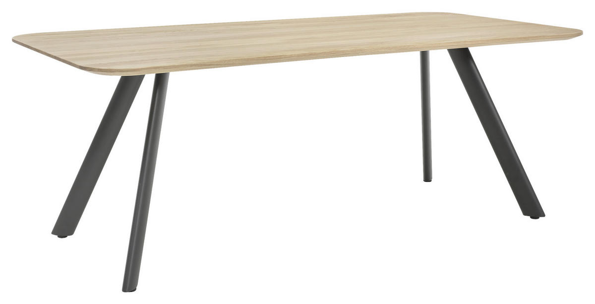 ESSTISCH Schwarz, Eichefarben rechteckig  in verschiedenen Größen erhältlich, Variantenauswahl, Gestellauswahl  - Eichefarben/Schwarz, Design, Holz/Metall (200/100/76cm) - Musterring