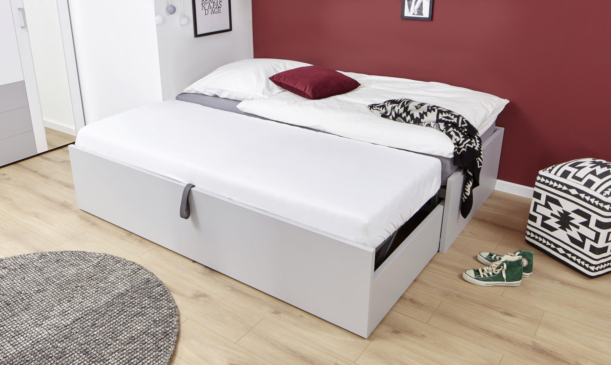 LIT GIGOGNE 90-180/200 cm Hellgrau - gris clair/anthracite, Basics, métal/matière synthétique (90-180/200cm) - Venda