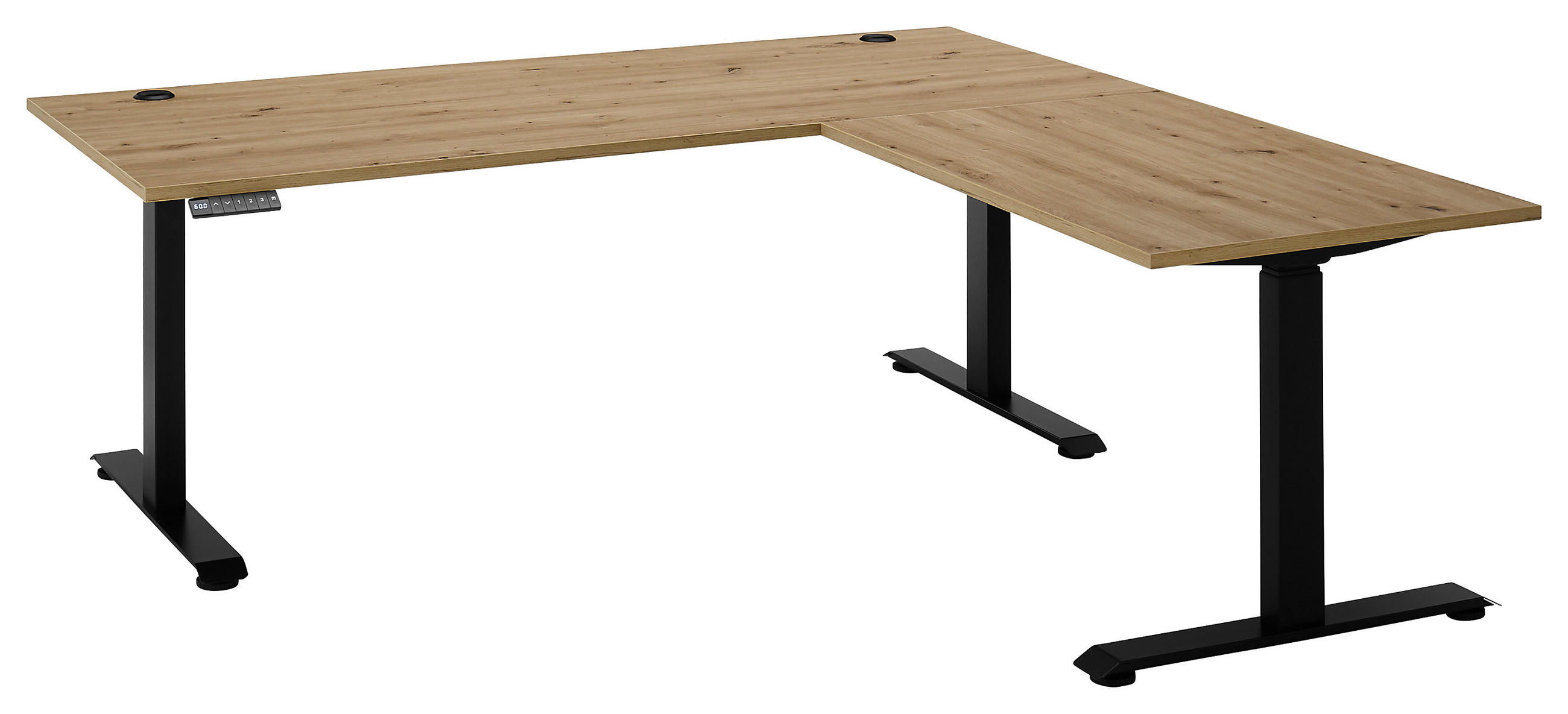 ECKSCHREIBTISCH 100/180/74-127 cm  in Eiche Artisan  - Schwarz/Eiche Artisan, MODERN, Holzwerkstoff/Metall (100/180/74-127cm) - Carryhome