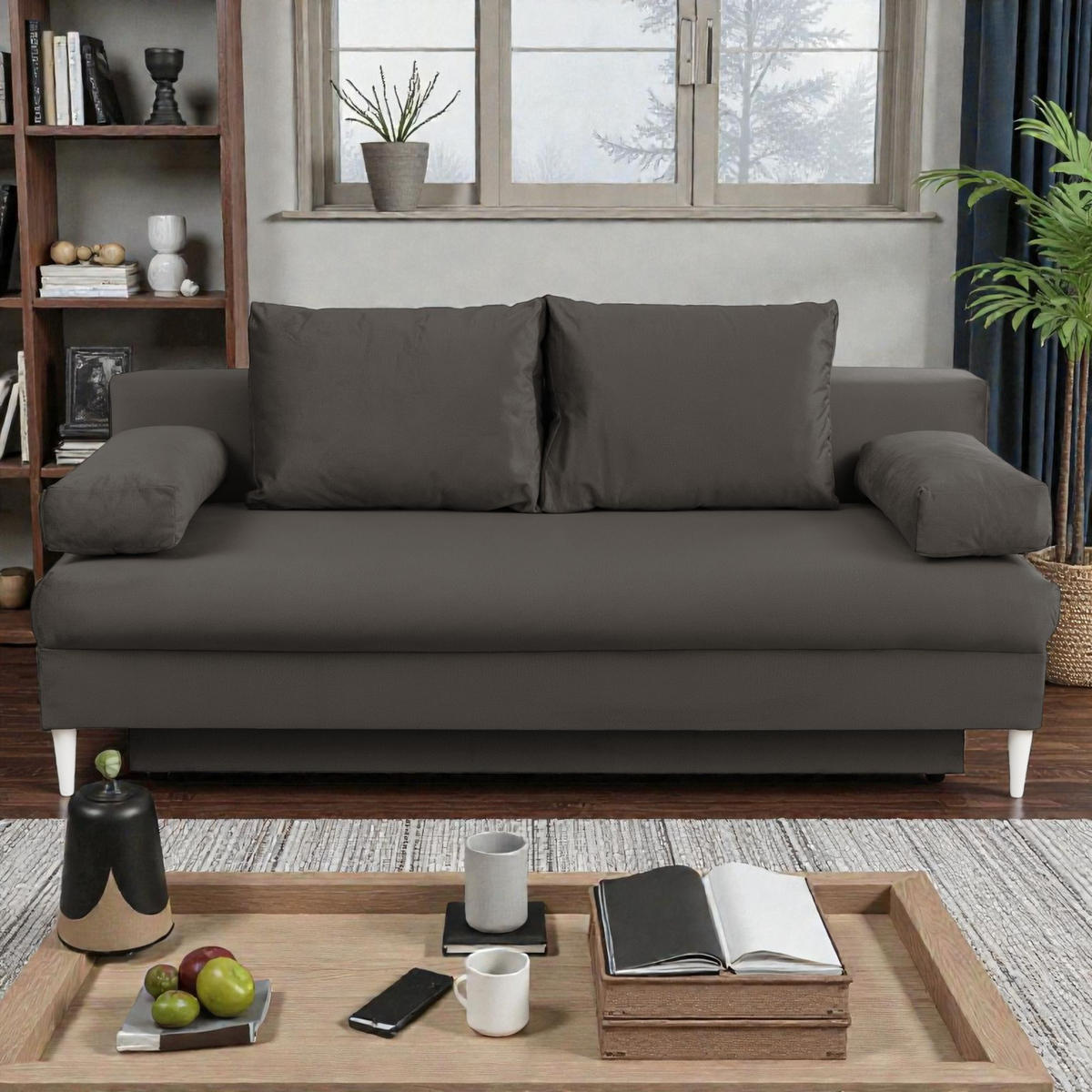 Canapea, antracit - antracit, Basics (200/95/95cm) - Carryhome