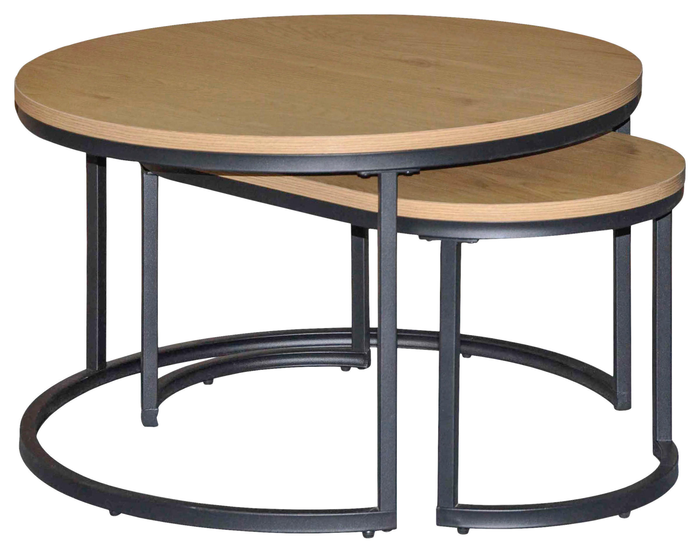 COUCHTISCH rund Naturfarben, Schwarz  - Schwarz/Naturfarben, Design, Holzwerkstoff/Metall (70/70/42cm) - MID.YOU