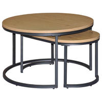 COUCHTISCH rund Naturfarben, Schwarz  - Schwarz/Naturfarben, Design, Holzwerkstoff/Metall (70/70/42cm) - MID.YOU