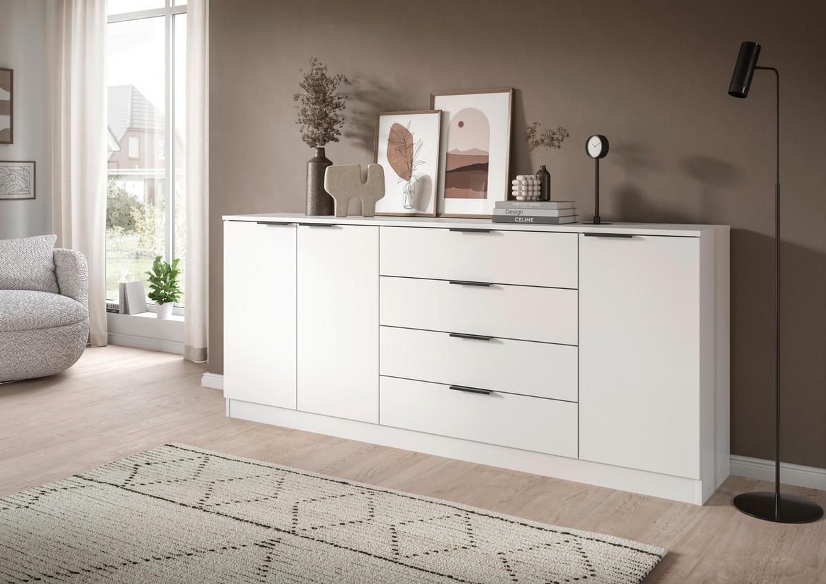 KOMMODE  in 185/80/35 cm  - Schwarz/Weiß, Design, Holzwerkstoff/Kunststoff (185/80/35cm) - Livetastic