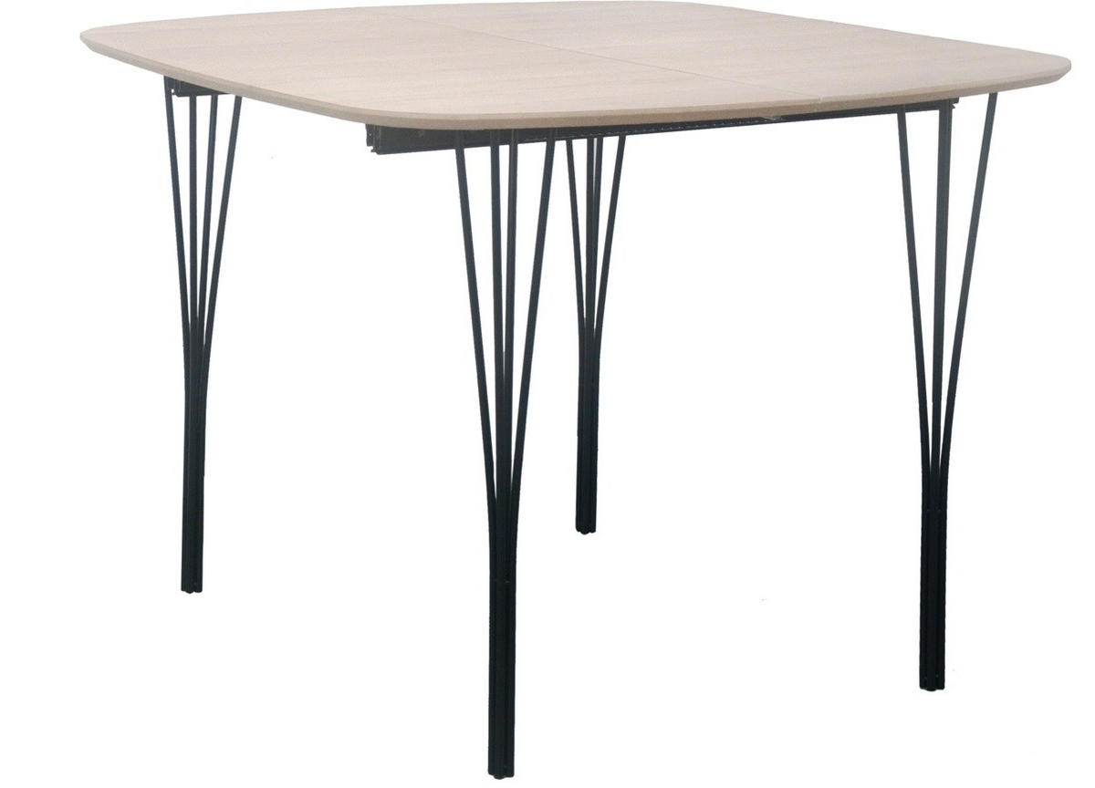 MATBORD svart, ek Bianco  utdragbar, finns i olika trädekorer  - ek Bianco/svart, Design, metall/trä (100-180/100/76cm) - Best Price