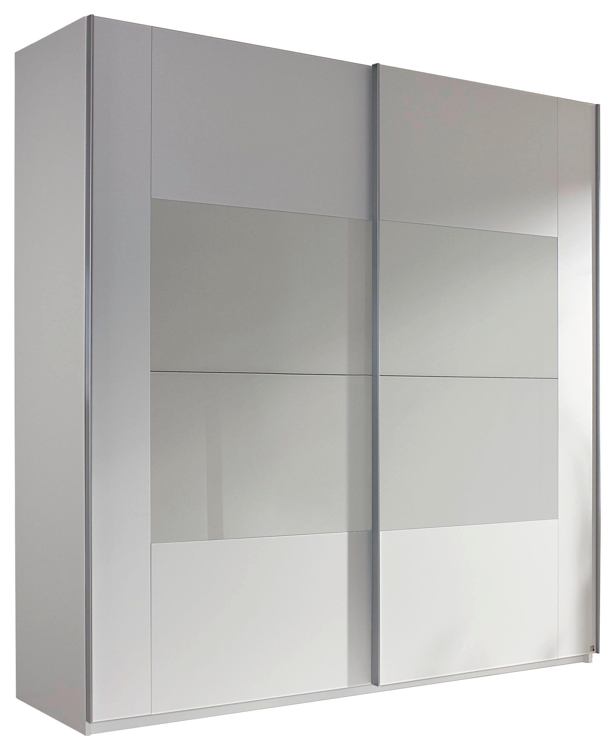 SCHWEBETÜRENSCHRANK in Weiß, Hellgrau  - Hellgrau/Alufarben, KONVENTIONELL, Glas/Holzwerkstoff (181/223/68cm) - Xora