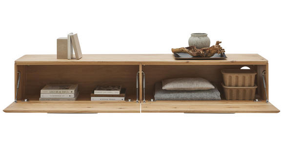 LOWBOARD  211,9/37/37,1 cm  Typenauswahl, umfangreiches Zubehör erhältlich, hängend  - Wildeiche/Bronzefarben, Natur, Holz/Metall (211,9/37/37,1cm) - Valnatura