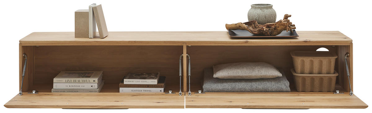 LOWBOARD  211,9/37/37,1 cm  Typenauswahl, umfangreiches Zubehör erhältlich, hängend  - Wildeiche/Bronzefarben, Natur, Holz/Metall (211,9/37/37,1cm) - Valnatura
