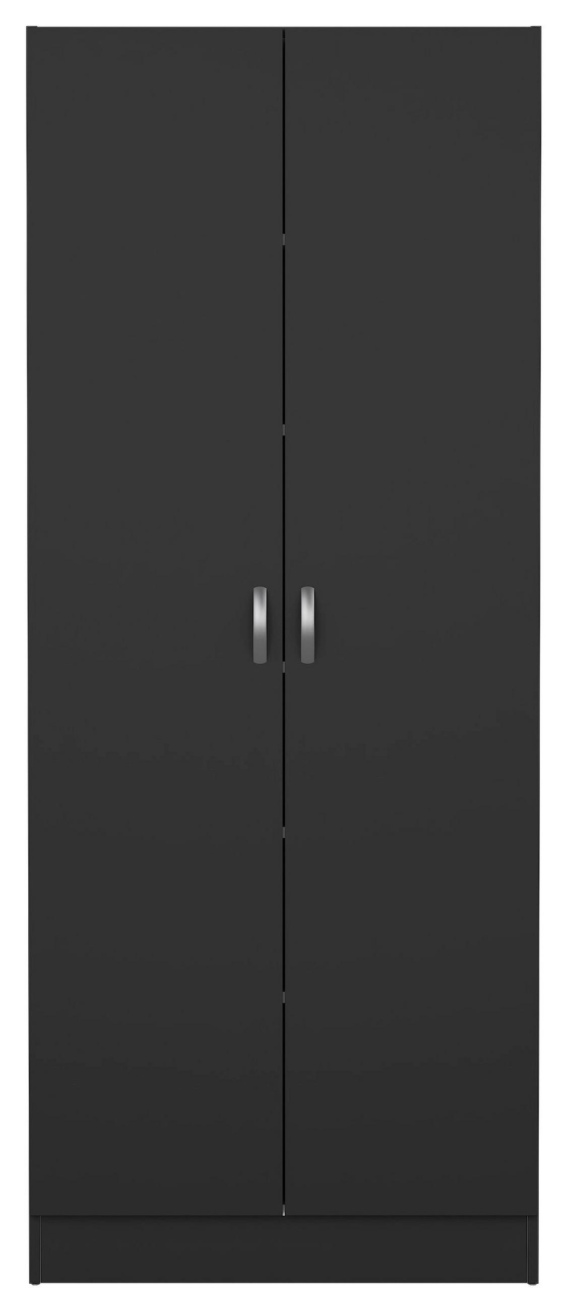 DREHTÜRENSCHRANK 69,2/170,4/34,6 cm 2-türig Schwarz  - Silberfarben/Schwarz, Basics, Holzwerkstoff/Metall (69,2/170,4/34,6cm) - MID.YOU