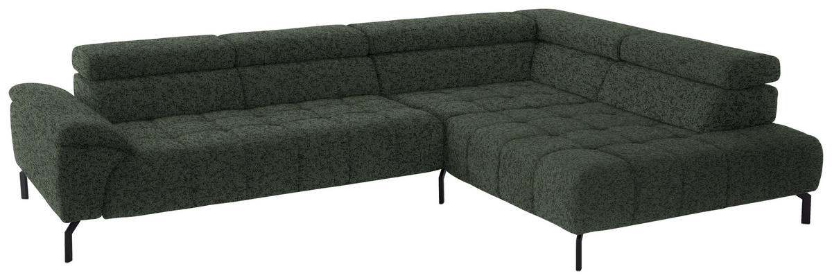 ECKSOFA in Chenille Grün  323/222 cm  - Schwarz/Grün, Design, Textil/Metall (323/222cm) - Beldomo Style