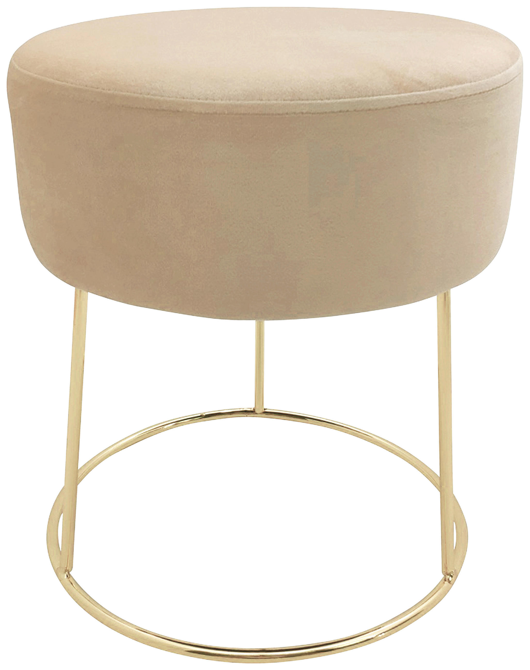 HOCKER Samt Creme  - Goldfarben/Creme, Design, Textil/Metall (35,5/40,5/35,5cm) - Echtwerk