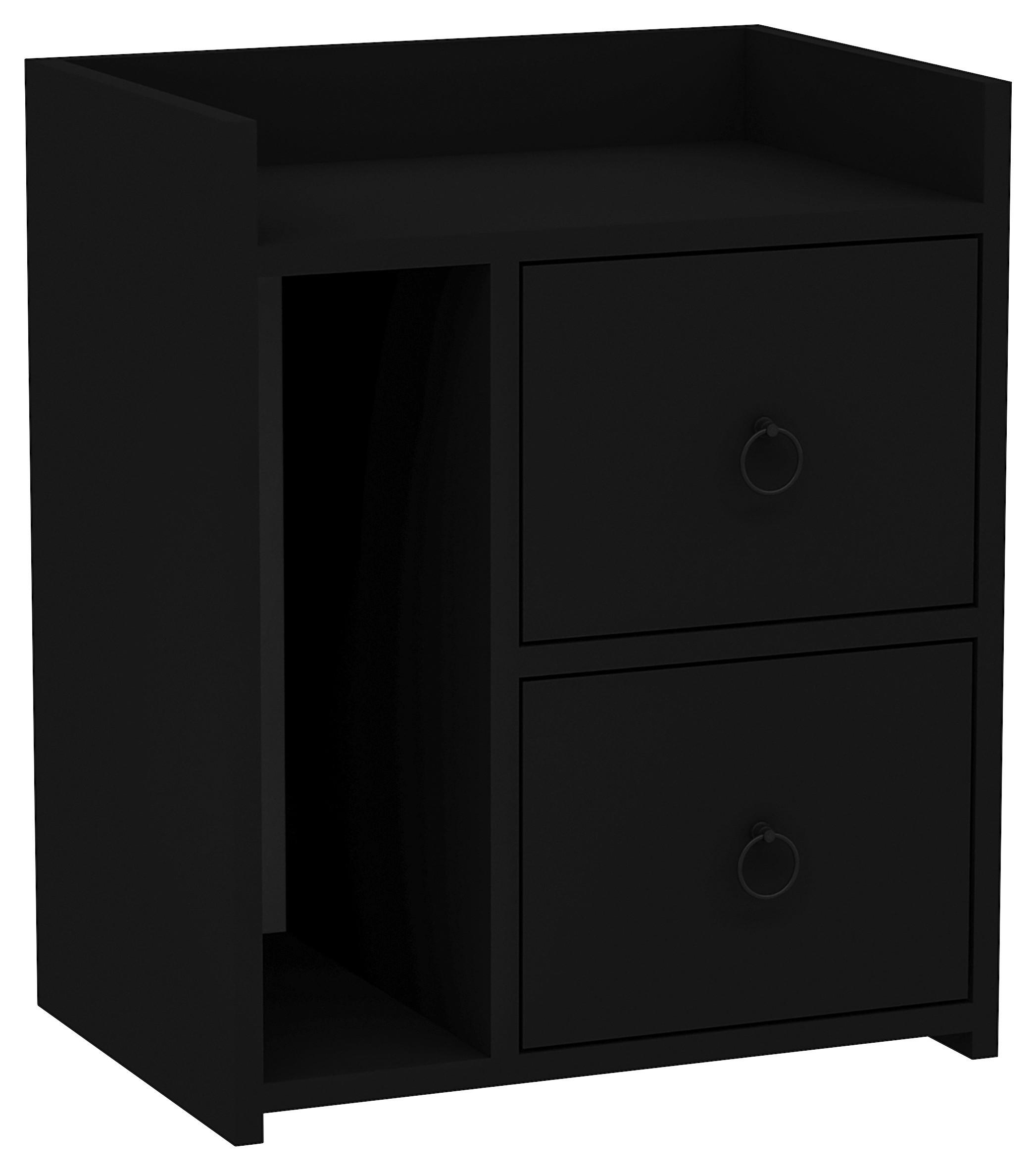 NACHTSCHRANK 50/60/35 cm  - Schwarz, Design, Holzwerkstoff (50/60/35cm) - MID.YOU