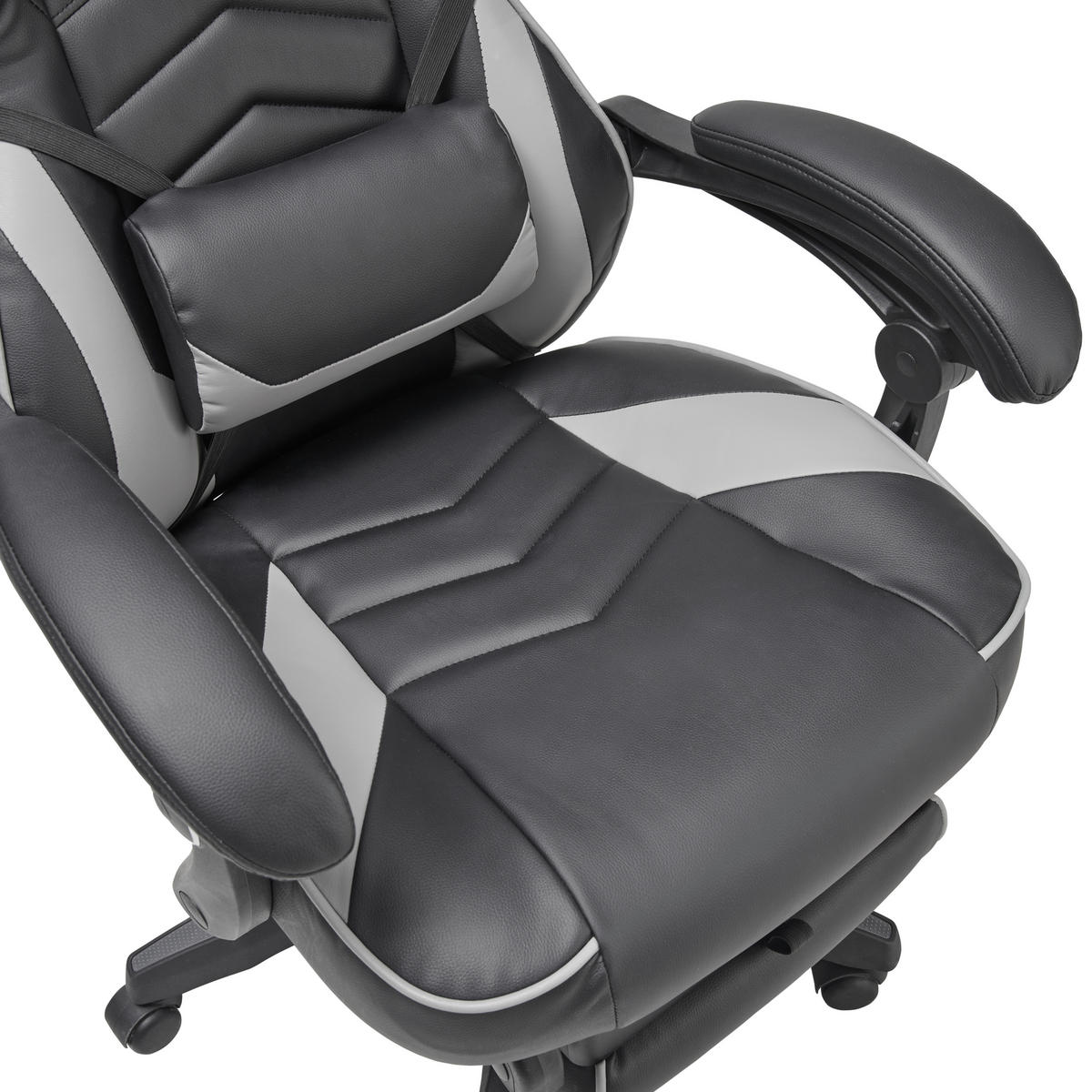 SCAUN DE GAMING  in imitație piele, microfibră gri, negru  - negru/gri, Lifestyle, plastic/lemn (68,5/116-124/65cm) - Livetastic